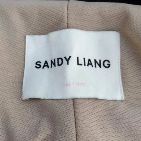 Sandy Liang Rushi Shearling Sherpa Jacket Blue Black Fleece Zip Up Coat L NWOT - Picture 3 of 14